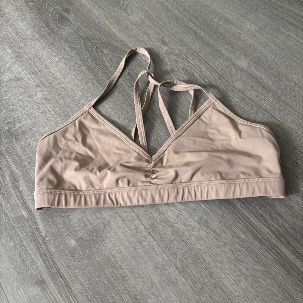Tan Seamless Sports Bra with Racerback Design